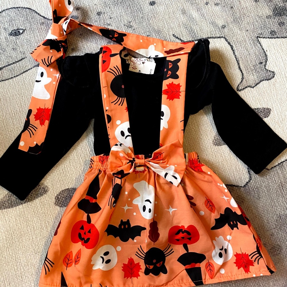 Halloween pumpkin orange dress outfit 0-3m